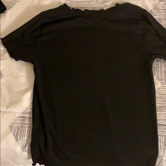 Black Shirt with frilled bottom, sleeves, and neck - Picture 2 of 2